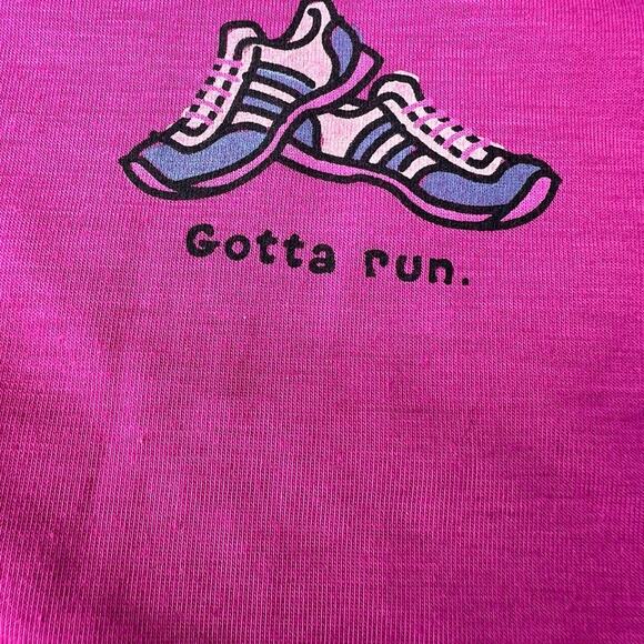 LIFE IS GOOD “gotta run” long sleeve T-shirt, pink, M, Women's - Picture 1 of 9